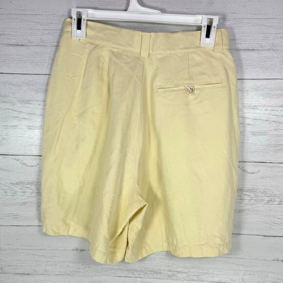 VTG Tommy Bahama size 6 100% silk shorts yellow pleated old money luxury resort - Picture 2 of 5